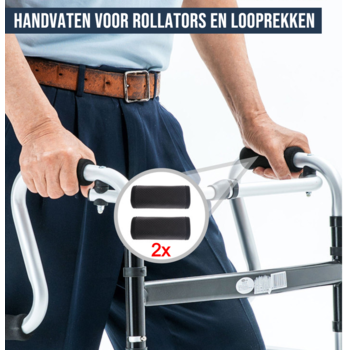 Allernieuwste.nl® 2 Stuks Handvatten voor Rollator Rolstoel Looprek - UNIVERSEEL - Zwart
