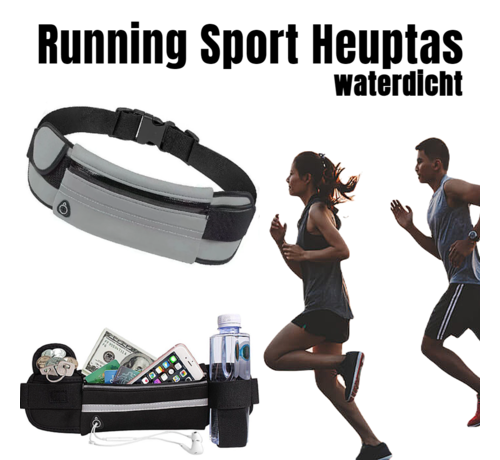 LaGloss® Lagloss® Running Sport Taille Tas Riem Heuptas Running Belt voor Mannen en Vrouwen - Waterdicht Verstelbaar Sport Bodypack - 70 cm - GRIJS