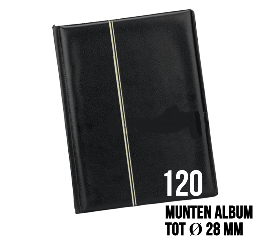 Allernieuwste.nl® Muntenalbum voor 120 Munten met Bescherm-rand tegen Uitvallen - Beginset Muntalbum - kleur album Zwart