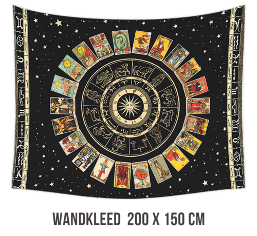 Allernieuwste.nl® Allernieuwste.nl® Tarot Astrologie Zon en Maan Wandkleed Groot XL Wandtapijt Wanddecoratie Muurkleed Tapestry - Arcana Tarot - Kleur - 200 x 150 cm