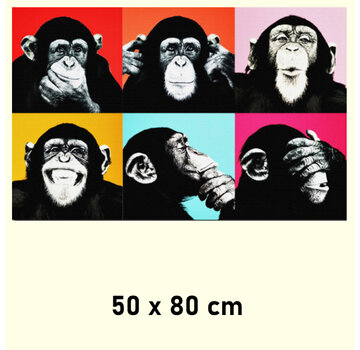 Allernieuwste.nl® Canvas Schilderij Andy Warhol: 6 Monkeys - 50 x 80 cm