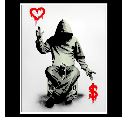 Allernieuwste.nl® Allernieuwste.nl® Canvas Schilderij Banksy AS ABOVE, SO BELOW ? - Graffiti Art - Poster - Woonkamer - 50 x 70 cm - Kleur