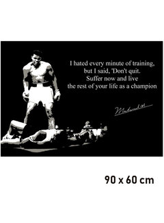 Allernieuwste.nl® Canvas Schilderij Boksen Muhammed Ali Motivatie - 60 x 90 cm