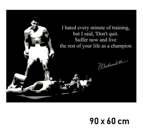 Allernieuwste.nl® Allernieuwste.nl® Canvas Schilderij * Boksen Muhammed Ali Motivatie * - Moderne Kunst aan je Muur - Kleur - 60 x 90 cm