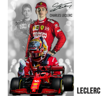 Allernieuwste.nl® Canvas Schilderij Charles Leclerc F1 autocoureur -  50x70 cm