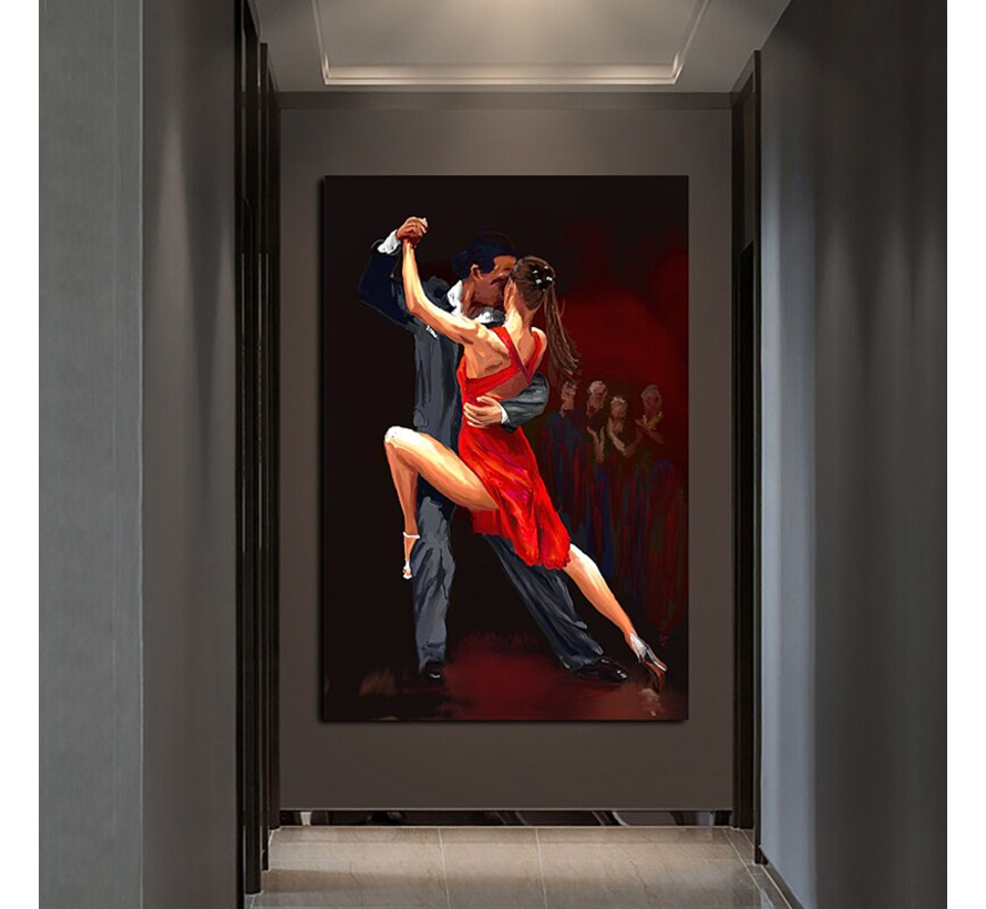 Allernieuwste.nl® Canvas Schilderij Tango Dansers met Passie - Woonkamer - Poster - 60 x 80 cm - Kleur