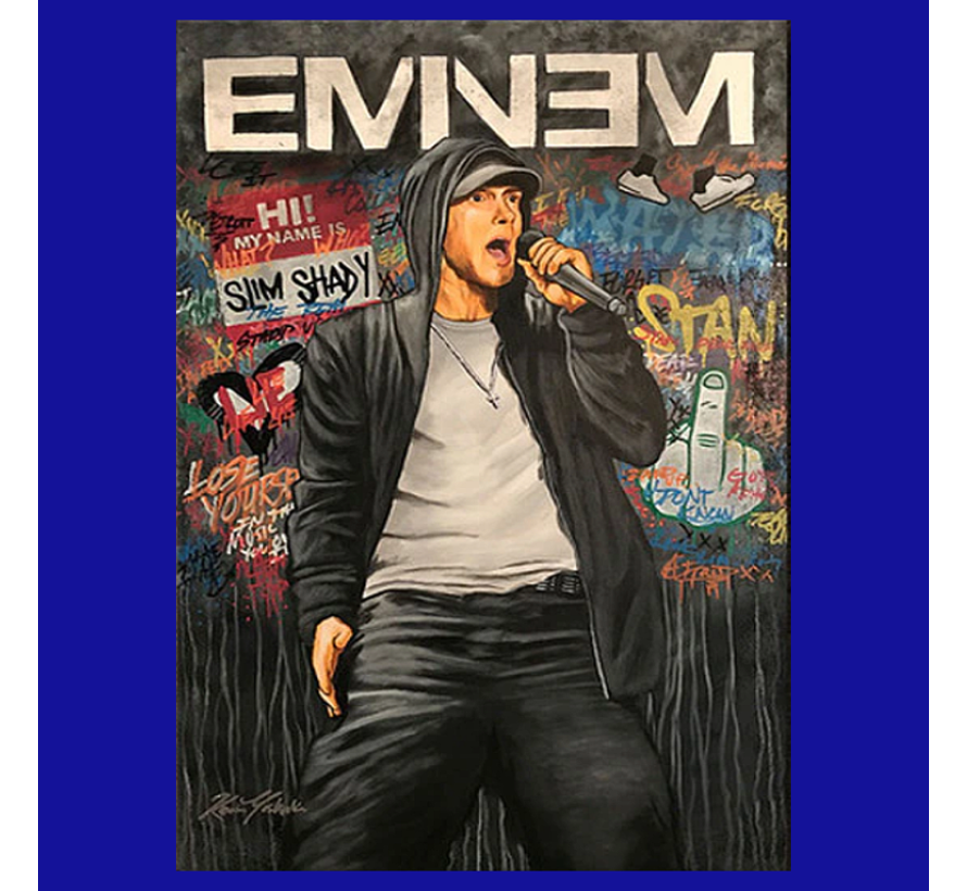 Allernieuwste.nl® Canvas Rapper Eminem - Hiphop Rap Artiest - Slim Shady - Kleur - 60 x 90 cm
