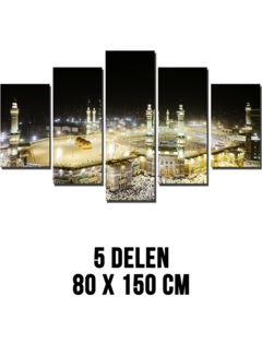 Allernieuwste.nl® Canvas Schilderij 5-luik Mekka Islamitische Heilige Landschap 80 x 150 cm