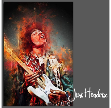 Allernieuwste.nl® Canvas Schilderij Jimi Hendrix Gitarist- 50 x 90 cm