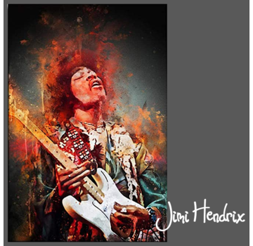 Allernieuwste.nl® Canvas Schilderij Jimi Hendrix Gitarist- 50 x 70 cm