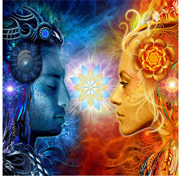 Allernieuwste.nl® Canvas Schilderij Tantra Shiva En Shakti - 60 x 60 cm