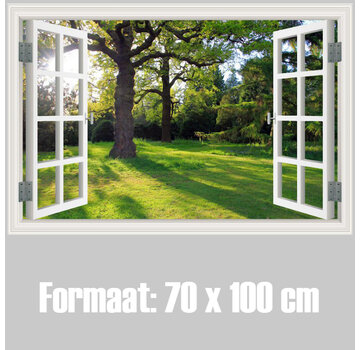 Allernieuwste.nl® Canvas Schilderij Extra Venster met uitzicht op je Tuin - 70 x 100 cm