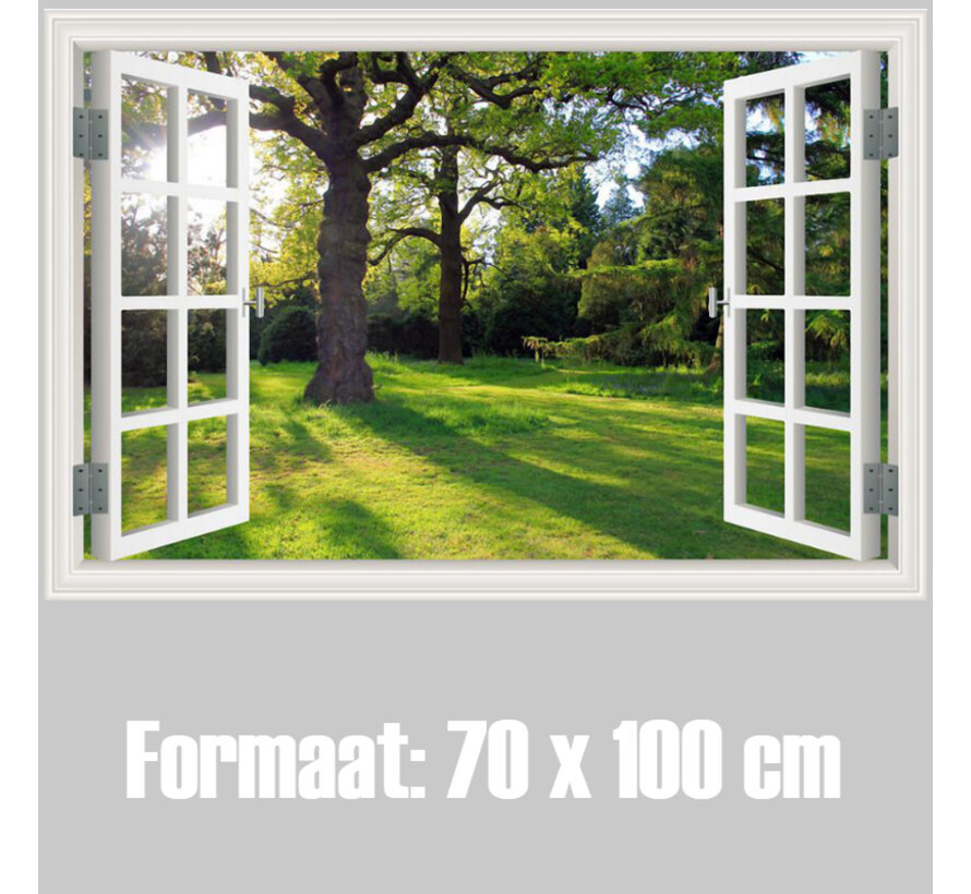 Allernieuwste.nl® Canvas Schilderij * Extra Venster met uitzicht op je Tuin * - Kunst aan je Muur - Kleur - Realisme Raam - 70 x 100 cm