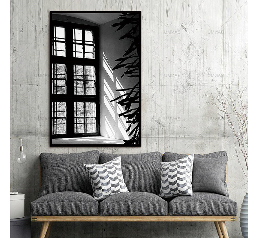 Allernieuwste.nl® Canvas Schilderij *LICHTVAL* - Kunst aan je Muur -  XL woonkamer poster - ZWART-WIT - 60 x 90 cm