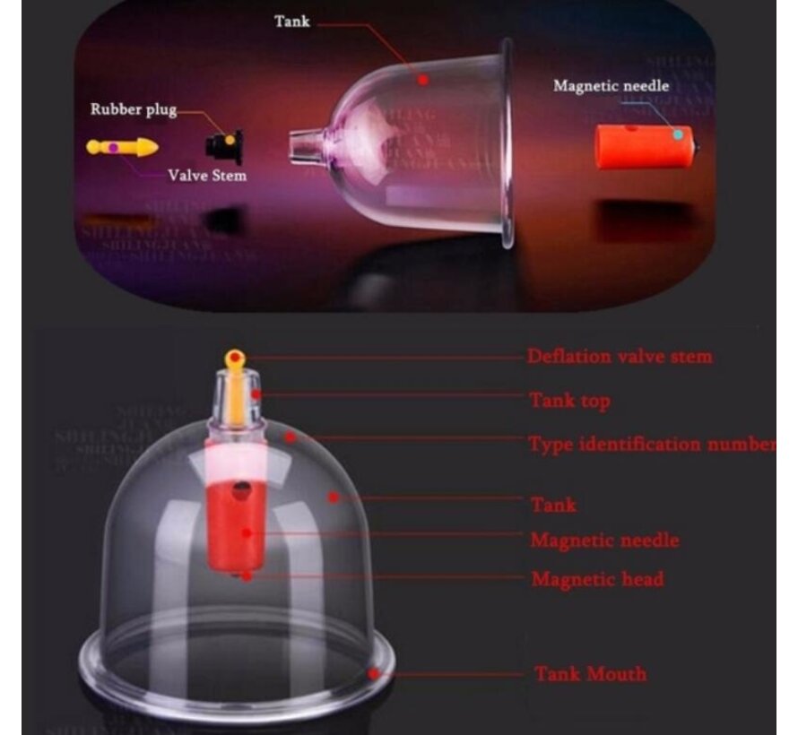 Allernieuwste.nl® Cupping Set 12-Delig - Cellulite Cups - Vacuüm Massage Cups - Massage Cups - Anti Cellulitis behandeling - Cupping Therapy
