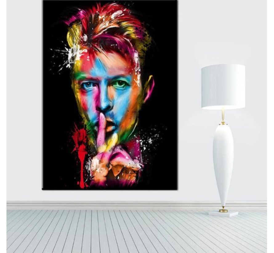 Allernieuwste.nl® Canvas Schilderij Popheld David Bowie Grafitti - Muziek - Artiest - Poster - Kunst - Reproductie - 50 x 70cm - Kleur