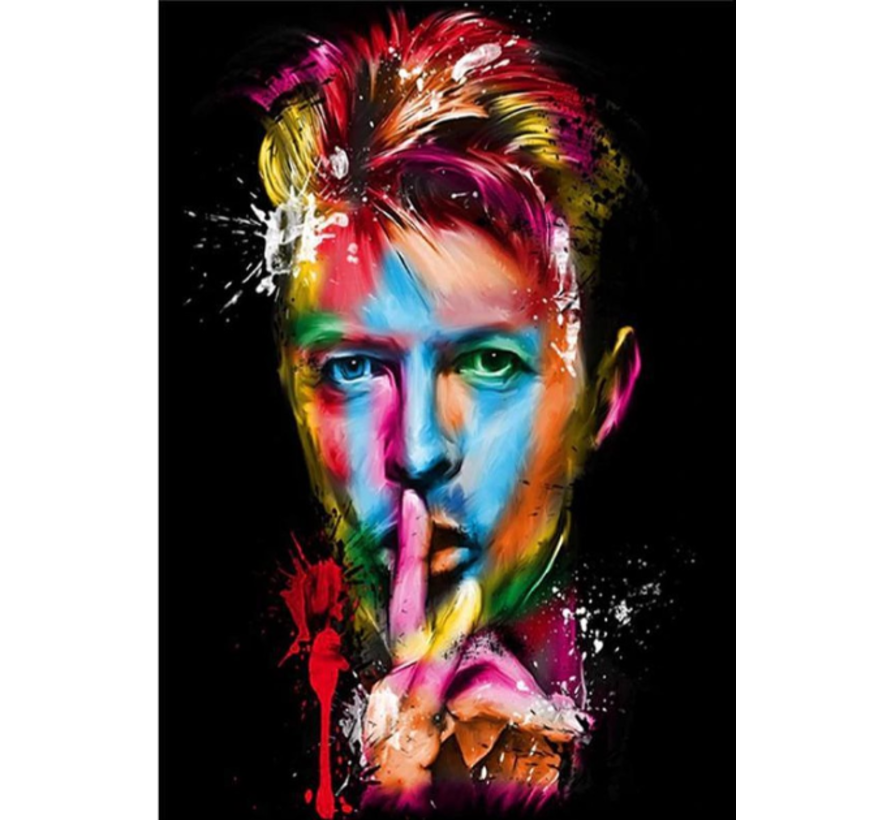 Allernieuwste.nl® Canvas Schilderij Popheld David Bowie Grafitti - Muziek - Artiest - Poster - Kunst - Reproductie - 50 x 70cm - Kleur