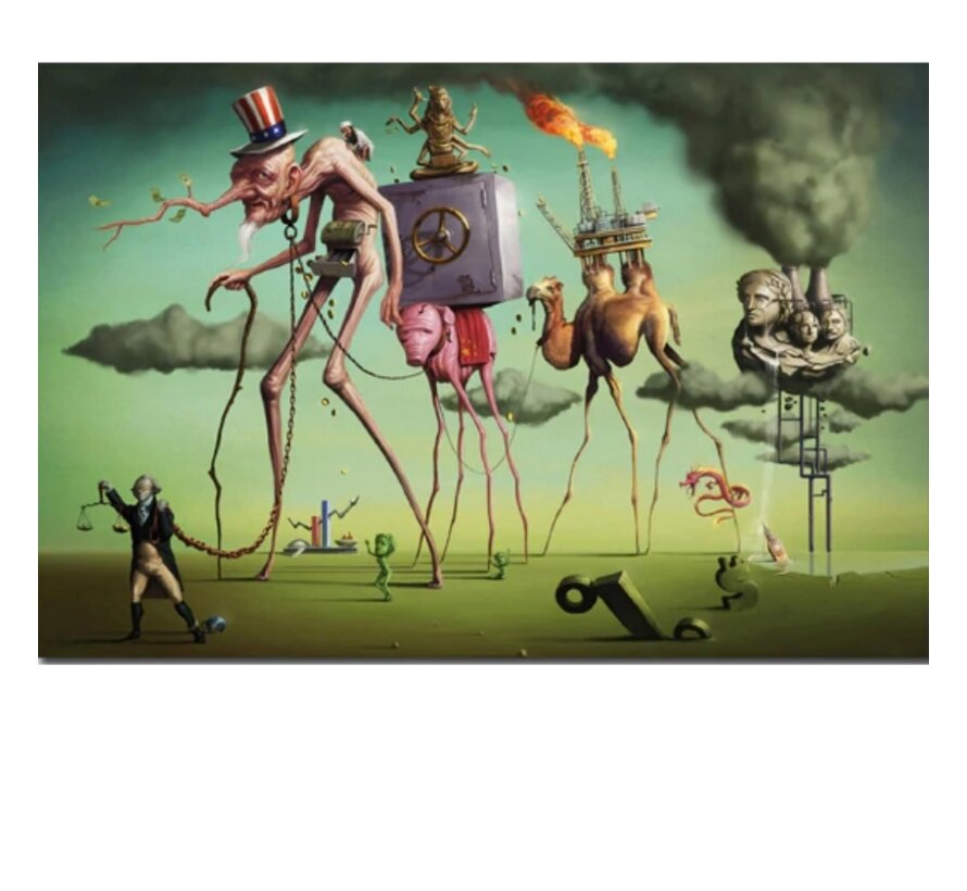 Allernieuwste.nl® Canvas Schilderij Salvador Dali Surrealistisch - Reproductie - Poster - Mens - Dier - Kunst - 50 x 70 cm - Kleur