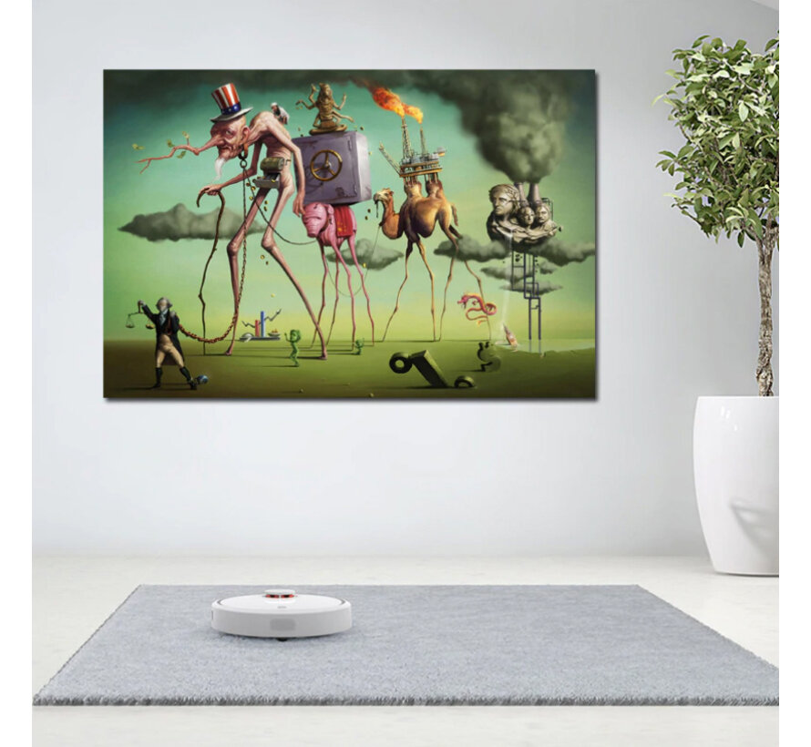 Allernieuwste.nl® Canvas Schilderij Salvador Dali Surrealistisch - Reproductie - Poster - Mens - Dier - Kunst - 50 x 70 cm - Kleur