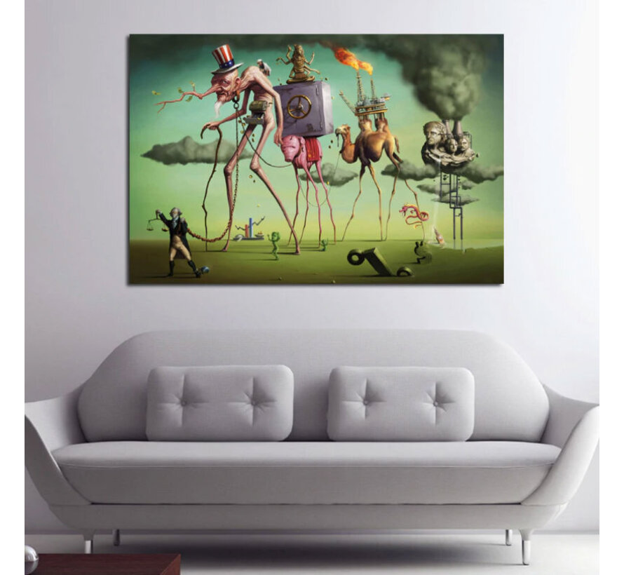 Allernieuwste.nl® Canvas Schilderij Salvador Dali Surrealistisch - Reproductie - Poster - Mens - Dier - Kunst - 50 x 70 cm - Kleur