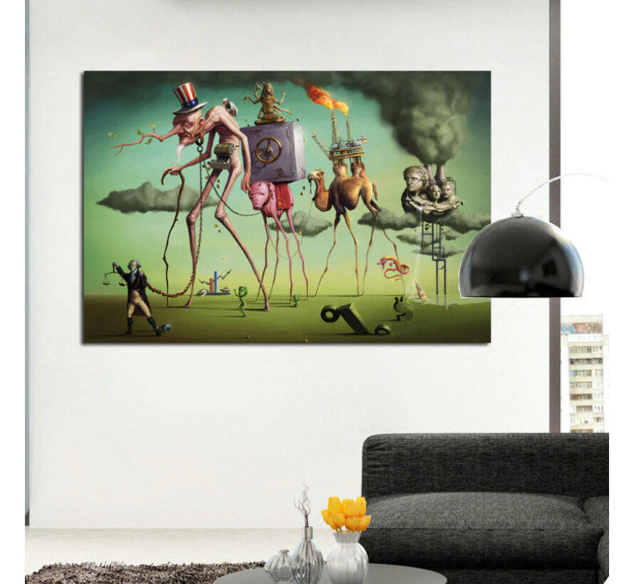 Allernieuwste.nl® Canvas Schilderij Salvador Dali Surrealistisch - Reproductie - Poster - Mens - Dier - Kunst - 50 x 70 cm - Kleur