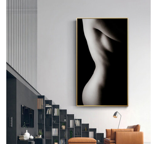 Allernieuwste.nl® Allernieuwste.nl® Canvas Schilderij * Naakt Body Art Model in ZwartWit * - Kunst aan je Muur - Body Art - Zwart-wit - 80 x 120 cm