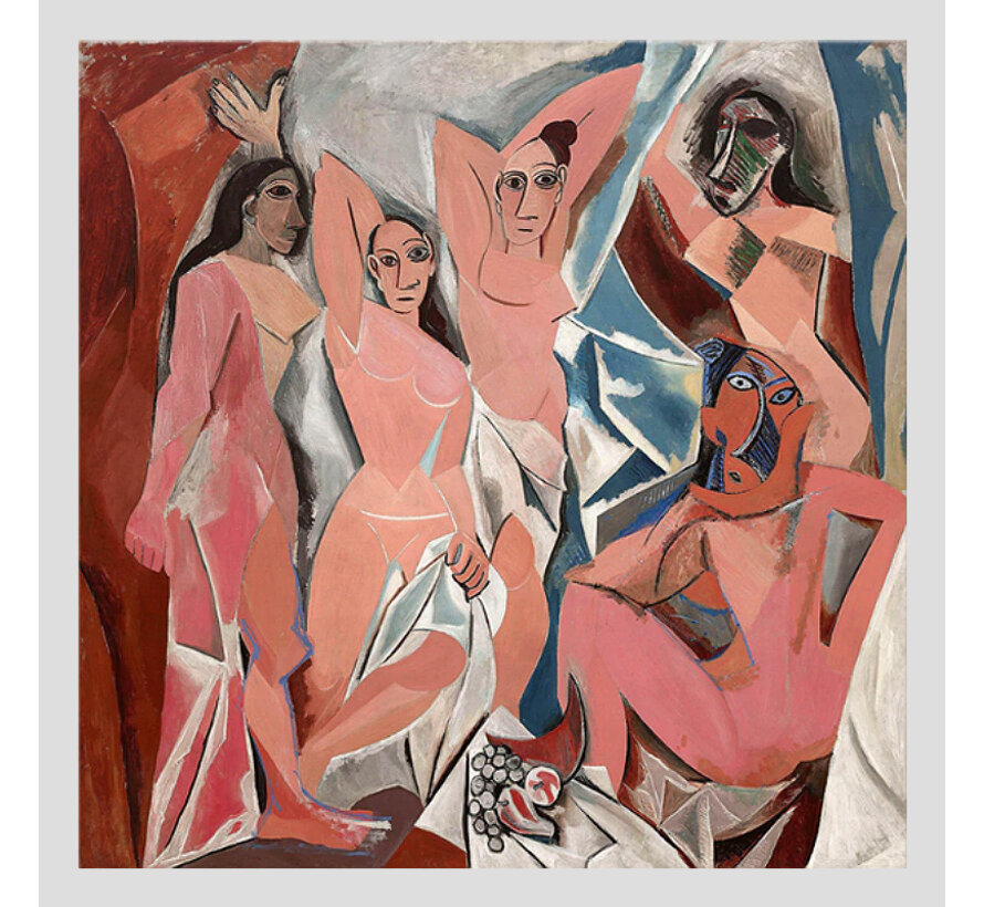 Allernieuwste.nl® Canvas Schilderij * Picasso Les Demoiselles d'Avignon (1907) * - Kunst aan je Muur - Kubisme Surrealistisch Abstract - kleur - 70 x 70 cm