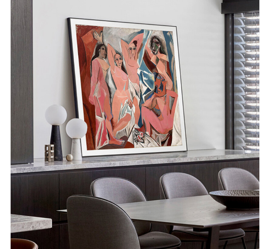 Allernieuwste.nl® Canvas Schilderij * Picasso Les Demoiselles d'Avignon (1907) * - Kunst aan je Muur - Kubisme Surrealistisch Abstract - kleur - 70 x 70 cm