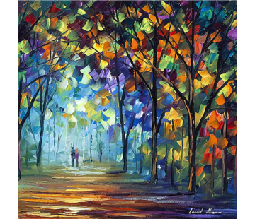 Allernieuwste.nl® Canvas Schilderij Abstract Bos Landschap - 60 x 60 cm