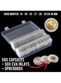Allernieuwste.nl® Universele MUNTcapsules Ø 16mm tot Ø 46mm met 50 Zachte BINNENRINGEN - Transparant