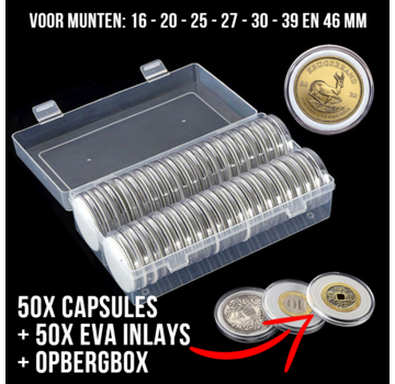 Allernieuwste.nl® Universele MUNTcapsules Ø 16mm tot Ø 46mm met 50 Zachte BINNENRINGEN - Transparant
