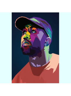 Allernieuwste.nl® Canvas Schilderij Kanye West Pop Art Rapper - 50 x 75 cm