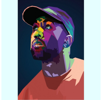 Allernieuwste.nl® Canvas Schilderij Kanye West Pop Art Rapper - 50 x 75 cm