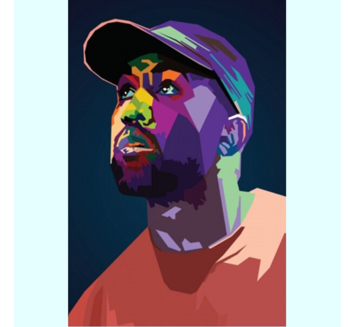 Allernieuwste.nl® Allernieuwste.nl® Canvas Schilderij Kanye West Pop Art Hiphop Rapper Muziek Zanger - Poster - Graffiti Art - 50 x 75 cm - Kleur
