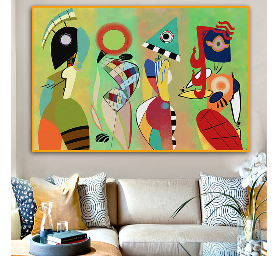 Allernieuwste.nl® Canvas Schilderij Wassily Kandinsky Las Musas XL - Meesterwerk Modern Abstract - Poster - 70 x 100 cm - Kleur
