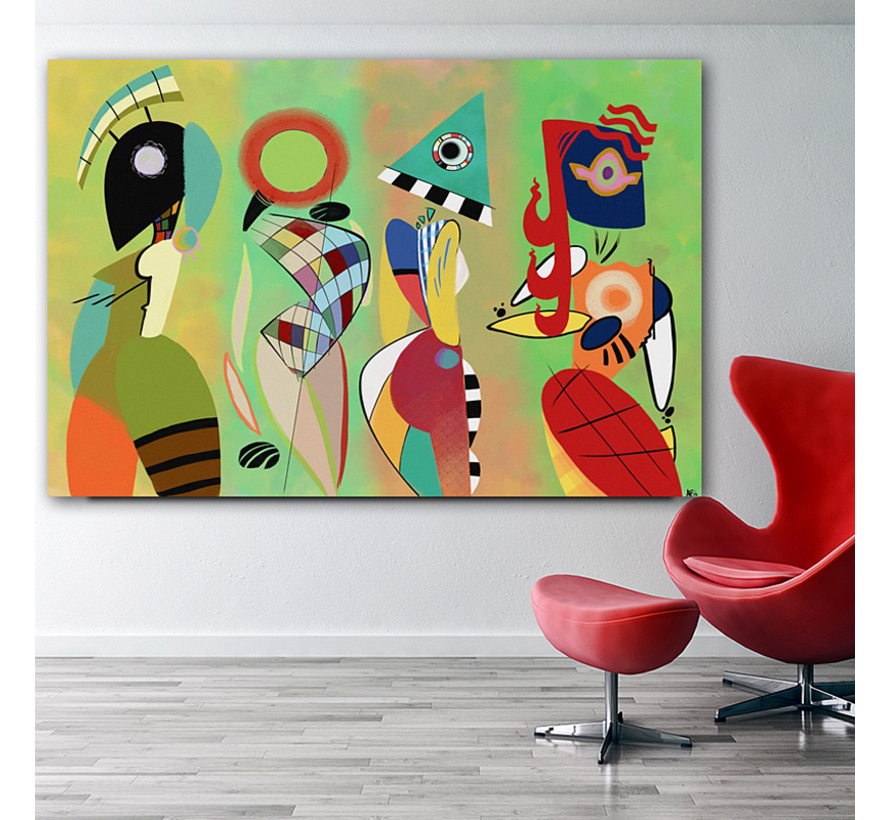 Allernieuwste.nl® Canvas Schilderij Wassily Kandinsky Las Musas XL - Meesterwerk Modern Abstract - Poster - 70 x 100 cm - Kleur