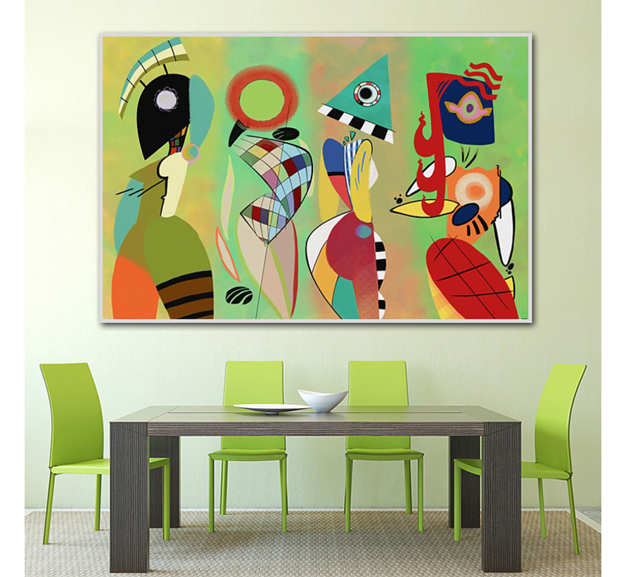 Allernieuwste.nl® Canvas Schilderij Wassily Kandinsky Las Musas XL - Meesterwerk Modern Abstract - Poster - 70 x 100 cm - Kleur