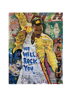 Allernieuwste.nl® Canvas Schilderij Freddie Mercury QUEEN Graffiti - 60 x 80 cm