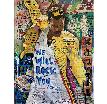 Allernieuwste.nl® Canvas Schilderij Freddie Mercury QUEEN Graffiti - 60 x 80 cm