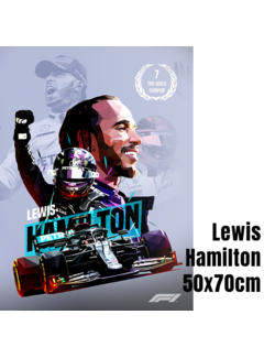 Allernieuwste.nl® Canvas Schilderij Lewis Hamilton F1 Coureur Formule 1 Autosport - 50 x 70