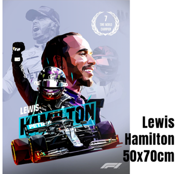 Allernieuwste.nl® Canvas Schilderij Lewis Hamilton F1 Coureur Formule 1 Autosport - 50 x 70