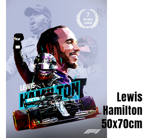 Allernieuwste.nl® Allernieuwste.nl® Canvas Schilderij Lewis Hamilton F1 Coureur Formule 1 Autosport - 50 x 70 Kleur