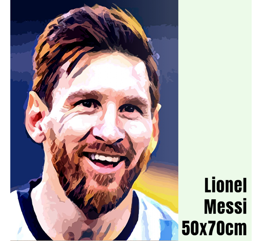 Allernieuwste.nl® Canvas Schilderij Lionel Messi (Leo) Profvoetballer / Legende - 50 x 70 Kleur
