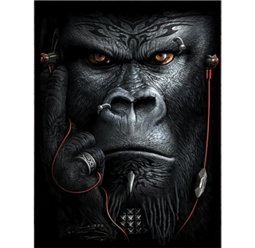 Allernieuwste.nl® Canvas Schilderij HipHop Gorilla Aap - 60 x 80 cm
