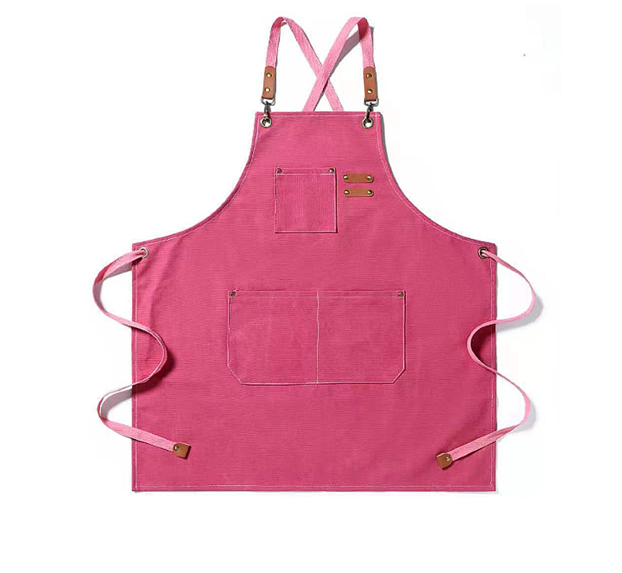 Allernieuwste.nl® Werkschort voor Dames Canvas Gereedschap Schort voor Vrouwen, BBQ-Schort Kookschort, Tuinschort, Barvrouw, Verstelbare 155 cm Banden, 75 x 68 cm Rose