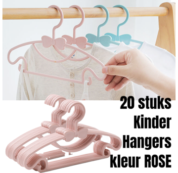 Allernieuwste.nl 20 Stuks Kinder Kledinghangers STRIK - Rose