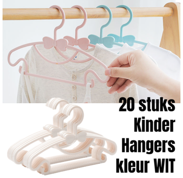 Allernieuwste.nl 20 Stuks Kinder Kledinghangers Wit / Offwhite