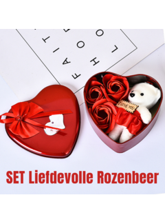 Allernieuwste.nl® Liefdevolle Rozenbeer en Zeep-rozen -SET 3 Badrozen / Beertje / Rood Hart  Valentijn