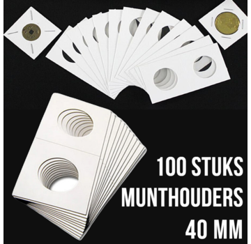 Allernieuwste.nl® 100 stuks 40 mm Kartonnen Munthouders Te Nieten - Wit - 40 mm