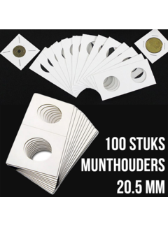 Allernieuwste.nl® 100 stuks 20.5 mm Kartonnen Munthouders Te Nieten - Wit - 20.5 mm